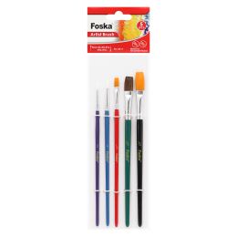 Foska ecsetkészlet 5 db, kerek és lapos kialakítású, színes /2,4 + 1/4, 1/2, 1/2/