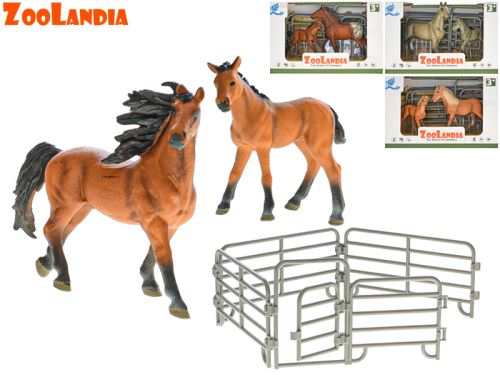 Zoolandia kôň s žriebätkom 4,5-15cm a doplnkami 4druhy v krabičke