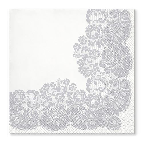 Szalvéta TaT 33x33cm Lacy Frame Silver
