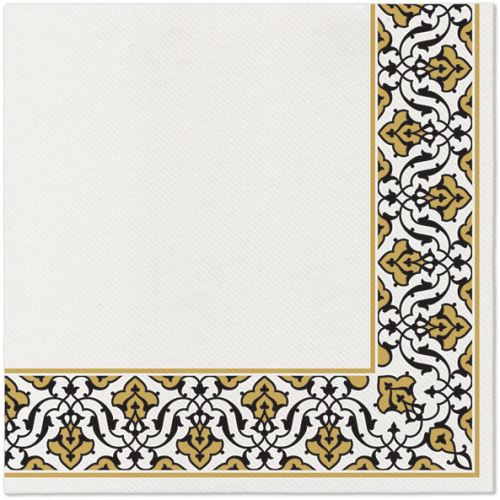 Szalvéták PAW AIRLAID 40x40 cm - Floral Frame gold-black