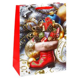 Karácsonyi ajándéktáska 40x30x12 cm (4féle mintából álló válogatás – /ár 1 db-ért) (3)