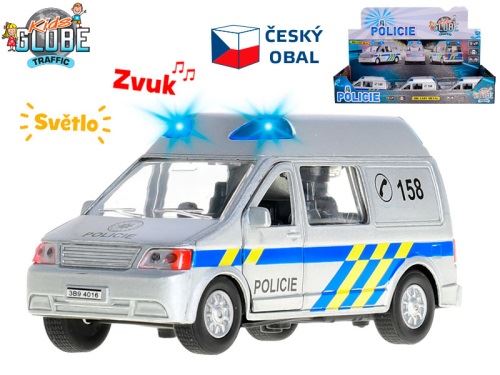 Kids Globe Traffic visszahúzós, fém rendőrautó, elemes, cseh dizájn fénnyel és hanggal 12 db