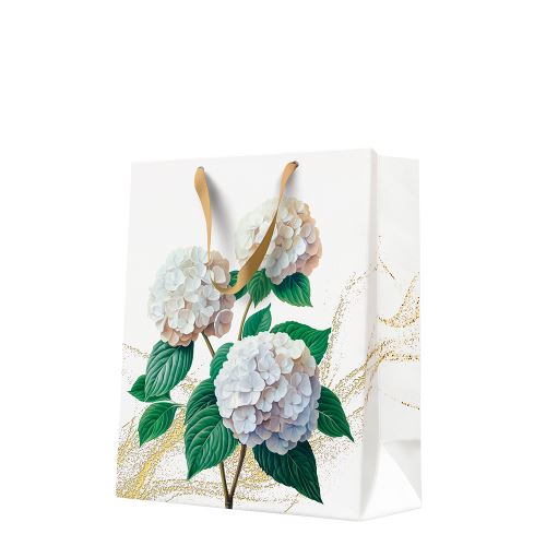 Darčeková taška kraft large 26,5x33,5x13 cm Romantic White Hydrangeas