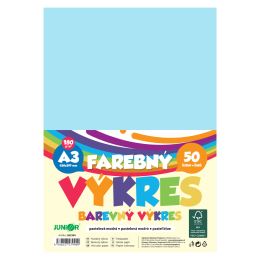 Farebný výkres A3 180g/m2, bal/50 ks - pastelová modrá