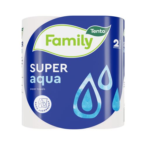 Háztartási papír törlőkendő Tento Super Aqua 2 rétegű 2x11 m