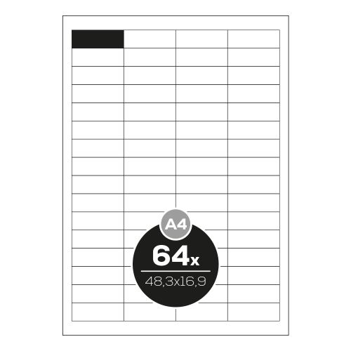 Top Stick etikettek A4/100 db, 48,3x16,9 mm - 64 etikett, fehér