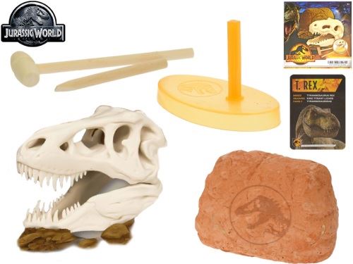 Jurassic World készlet, faragj ki dinoszaurusz koponyát állvánnyal dobozban