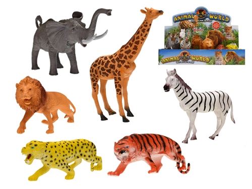 Safari állatkák 20-24 cm 6 féle 6 darabos DBX-ben