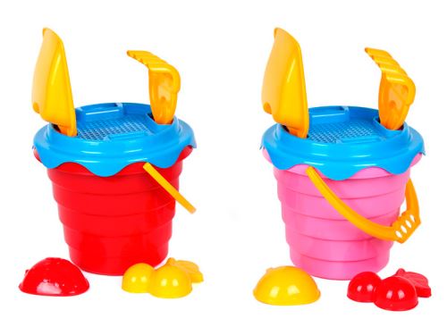 Homokozó szett 15x23 cm-es vödörrel, 3 színű, 12 m+, 12 db hálóban