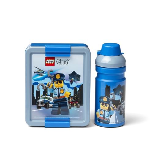 LEGO City tízórai szett (kulacs és doboz) - kék