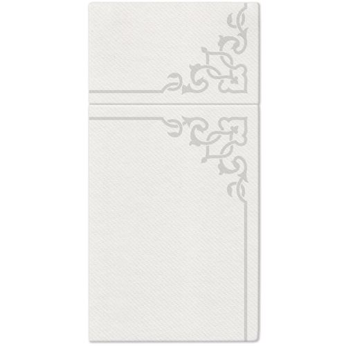 Zacskók evőeszközre PAW AIRLAID 40x40 cm Elegant Frame Silver, 25 db/csomag