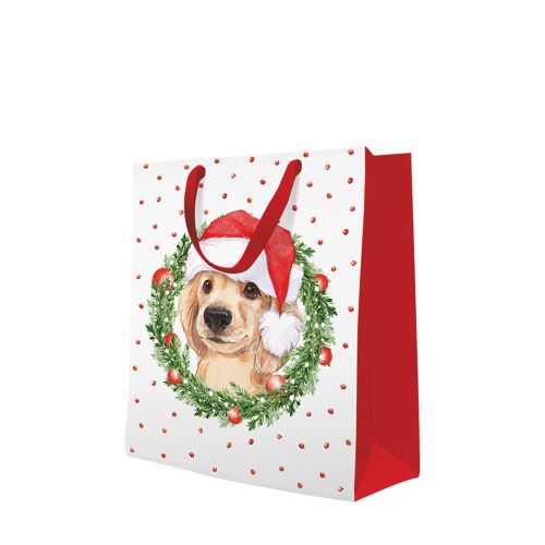 Ajándéktáska PAW Xmas Dog, nagy 26,5x13x33,5 cm, nagy 26,5x13x33,5 cm