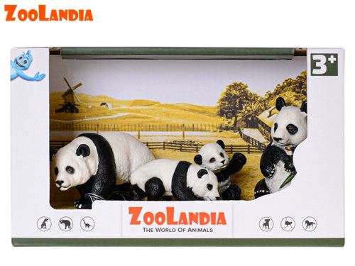 Zoolandia hím és nőstény pandák kölykökkel dobozban