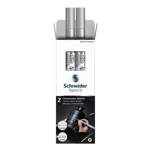 Schneider Paint-It 060 Chrome Metallic filctoll, tollhegy 0,8 és 2 mm - ezüst (2 darabos készlet) (1)