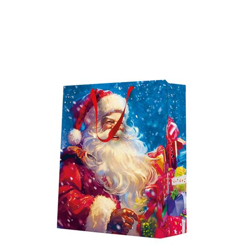 Nagy ajándéktáska - Santa Claus with gift boxes 26,5x13x33,5 cm
