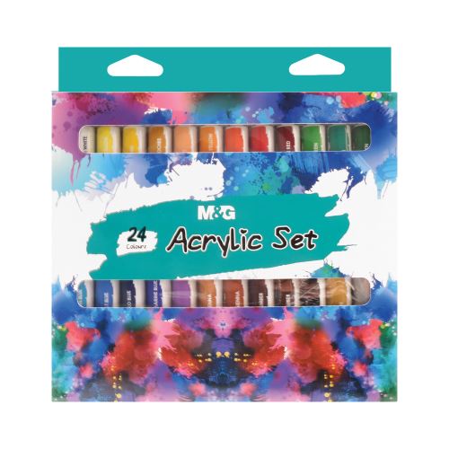 24 darabos M&G akril festék készlet, 12 ml