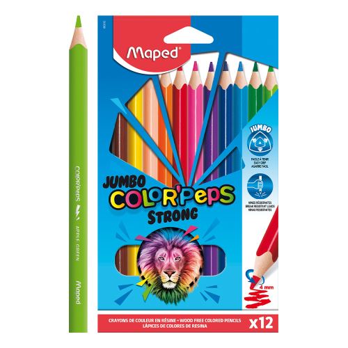 MAPED "COLOR'PEPS STRONG JUMBO" háromszögletű zsírkréták, készlet 12 db-os
