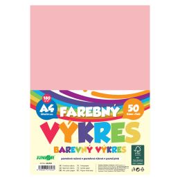 Farebný výkres A4 180g/m2, bal/50 ks - pastelová ružová