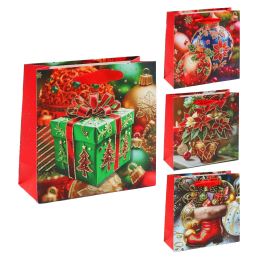 Darčeková taška vianočná 14,5x15x6 cm (mix 4 dizajnov - /cena za 1 ks)