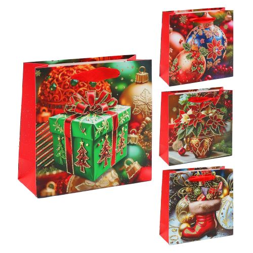 Darčeková taška vianočná 14,5x15x6 cm (mix 4 dizajnov - /cena za 1 ks)