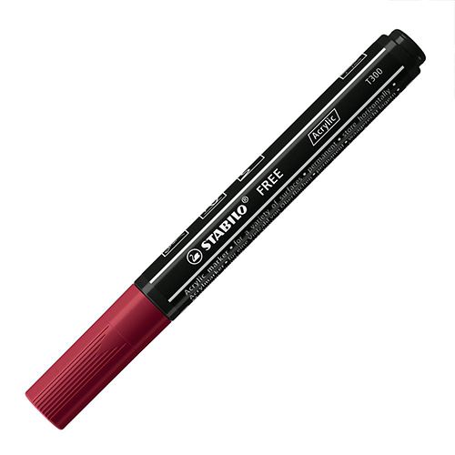 Akril filctoll STABILO FREE Acrylic T300 Kerek hegyű  2-3 mm - bíbor
