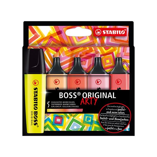 Szövegkiemelő - STABILO BOSS ORIGINAL - ARTY - 5 db-os csomagolás - 5 különböző színben