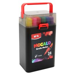 Popisovač M&G MOCALO Acrylic Marker, hrot 1 mm (sada 24 farieb)