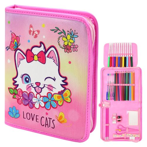 Művészeti készlet / nagy tolltartó 36 db - Love Cats