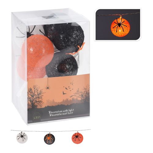 Halloween fénylánc 10 LED-es lámpák átmérője 60 mm, hossza 135 cm