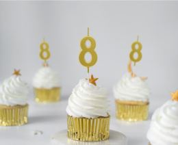 Torta gyertya B&C - szám "8" arany metál 9,5 cm