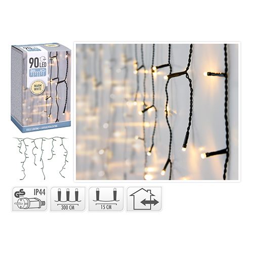 Világítólánc 90 LED meleg fehér, hossza 3 m, 230V (kültéri használatra) (1)