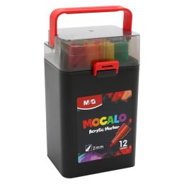 Popisovač M&G MOCALO Acrylic Marker, hrot 2 mm (sada 12 farieb) (1)