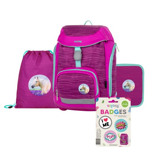 Školská taška - 4 dielny set OXY - Sherpy Pink