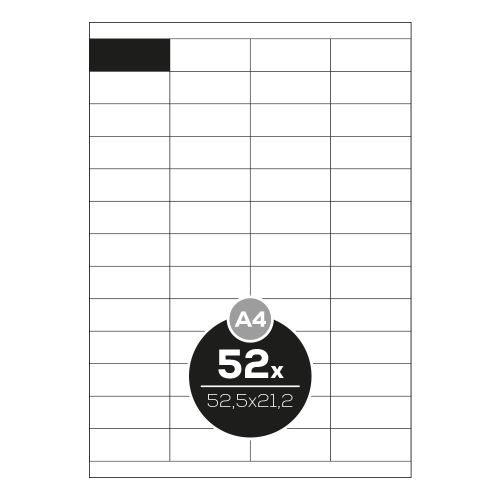 Címkék PRINT A4 / 100 db, 52,5x21,2 - 52 címke, fehér