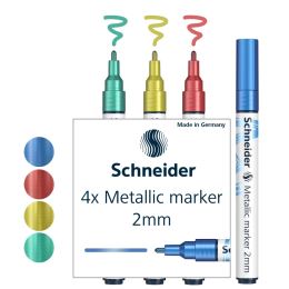 Marker Schneider Paint-It 011 Metallic, 4 darabos készlet, hegye 2mm