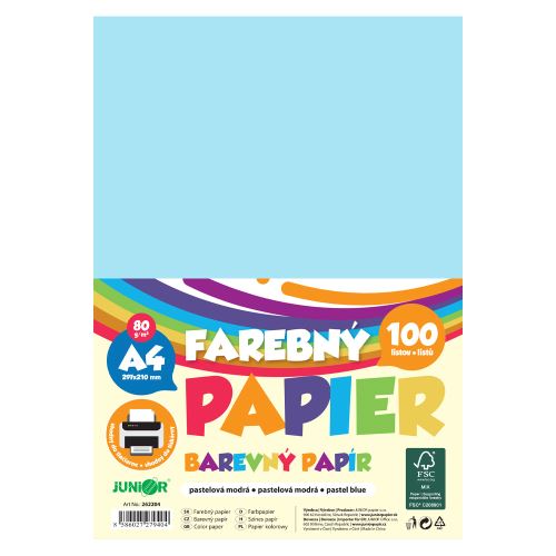 A4-es színes papír, 80 g/m2, csomag/100 db – pasztellkék