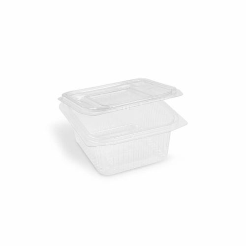 Miska (rPET) hranatá s viečkom 500 ml priehľadná [50 ks]