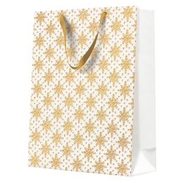 Darčeková taška big 30x41x12 cm Grunge Textured Snowflakes Gold