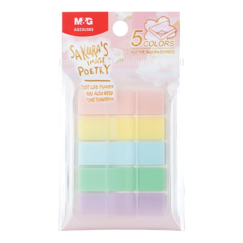 PVC öntapadós könyvjelző 5 színben, 20 lap, Sakura time