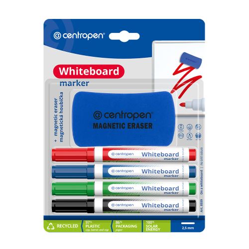 4 db üveg marker készlet CENTROPEN 8559 + mágneses szivacs