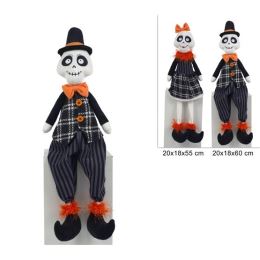 Halloween-dísz: ülő csontváz, 55–60 cm, öltönyben /1 db