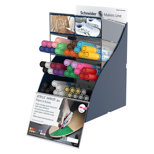Schneider bemutatóállvány, Paint-it 320 4 mm-es akril filctoll, SiS Display, 52 db vegyes