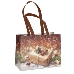 Nákupná taška z netkanej textílie, 34x25 cm - Darček so škoricou a šiškou