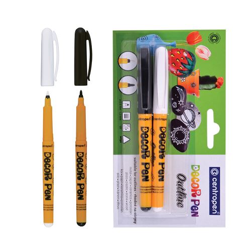 CENTROPEN 2628 Decor Pen dekorációs filctoll, fekete + fehér