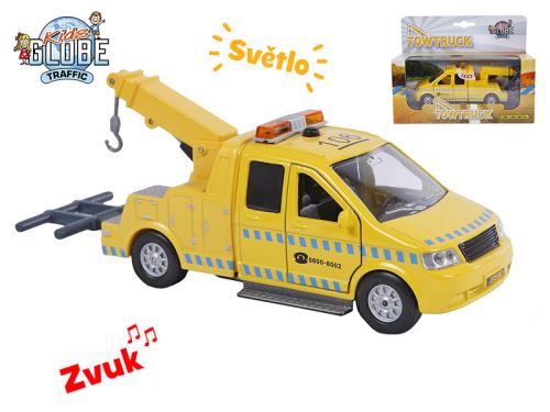 Vontató 16 cm fém 16 cm-es, visszahúzós, elemes, fénnyel és hanggal a dobozban