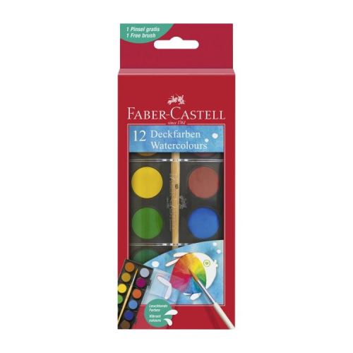 Farby vodové Faber-Castell 12 farebné, 24mm