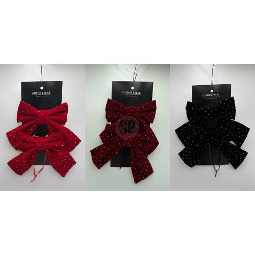 Mašľa zamatová 15 cm, sada 2 ks, mix /1 sada