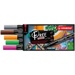Akril filctoll STABILO FREE Acrylic T300 Kerek hegyű 2-3 mm - Vintage, 5 darabos szett Akril filctoll STABILO FREE Acrylic T300 Kerek hegyű 2-3 mm - Vintage, 5 darabos szett
