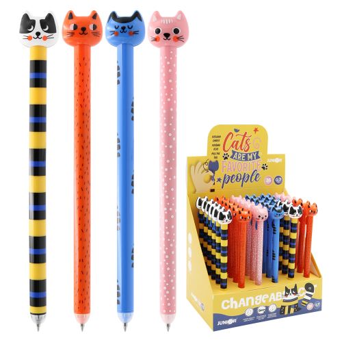 Gél/gumitoll JUNIOR iErase Cats 0,7 mm (mix /ár 1db) kék színű utántöltővel