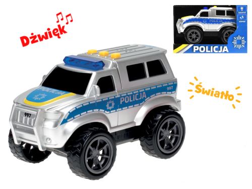 Auto polícia poľský design 18cm na zotrvačník na batérie so svetlom a zvukom v krabičke